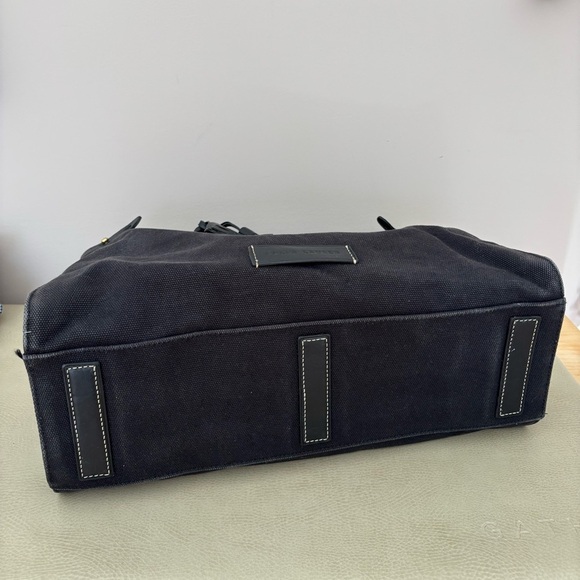 Ralph Lauren Black Leather Handle Tassel Charm Large Canvas Tote Bag - Picture 5 of 9